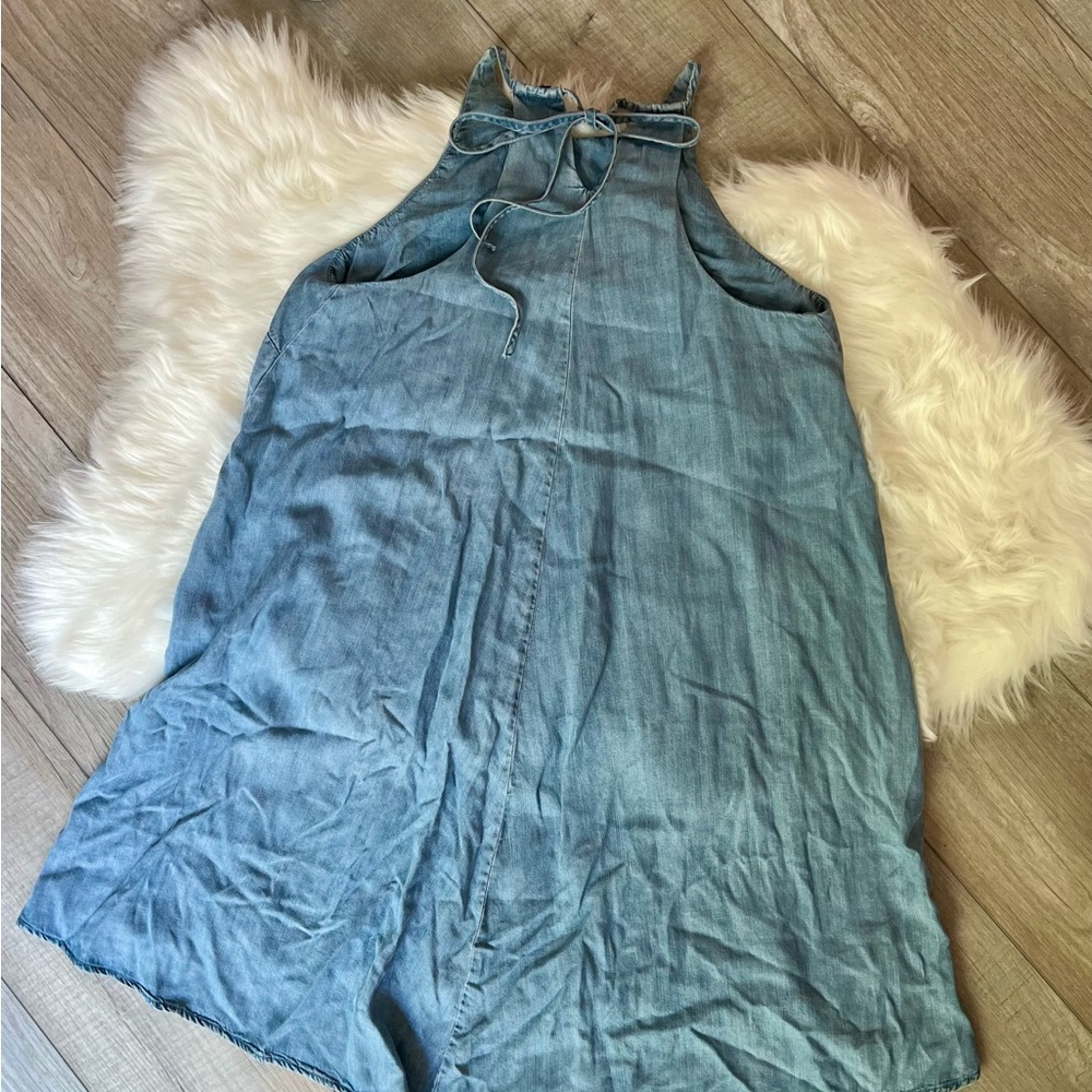 MOSSIMO | Chambray High Tie Neck, High Low Sun Dress (M) - Picture 10 of 12